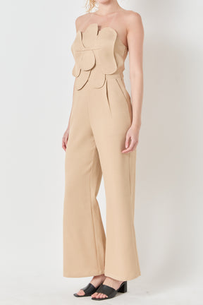 ENDLESS ROSE - Floral Applique Strapless Jumpsuit - JUMPSUITS available at Objectrare