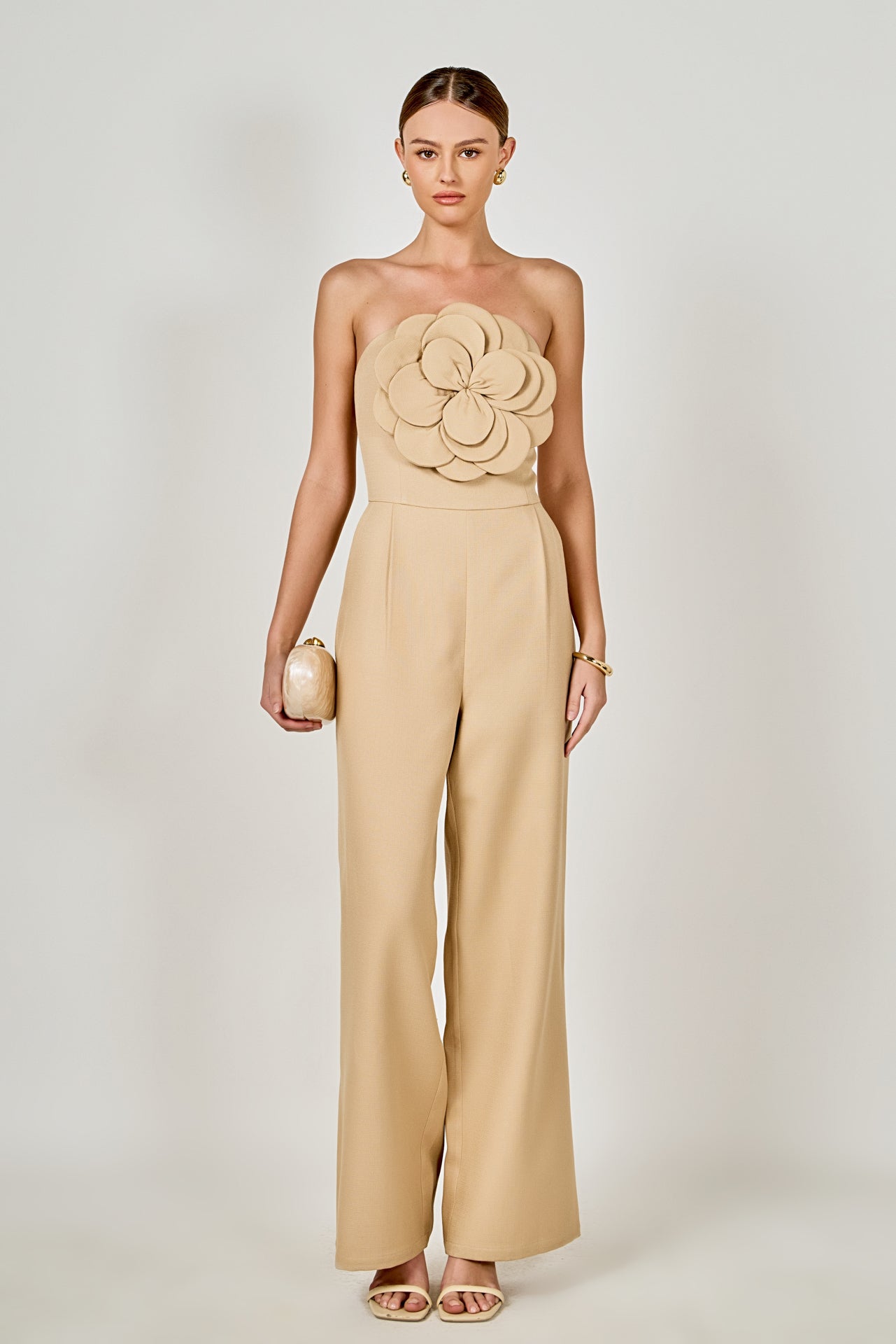 ENDLESS ROSE - Floral Applique Strapless Jumpsuit - JUMPSUITS available at Objectrare