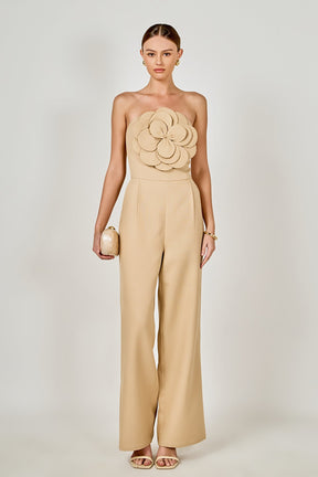ENDLESS ROSE - Floral Applique Strapless Jumpsuit - JUMPSUITS available at Objectrare