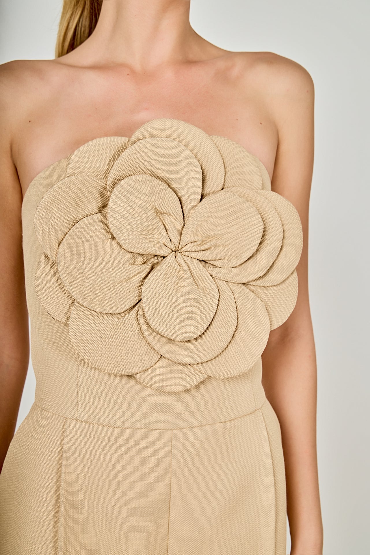 ENDLESS ROSE - Floral Applique Strapless Jumpsuit - JUMPSUITS available at Objectrare