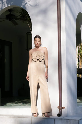 ENDLESS ROSE - Floral Applique Strapless Jumpsuit - JUMPSUITS available at Objectrare