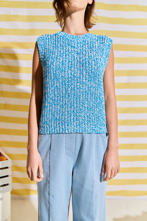 Sleeveless Ribbed Knit Sweater