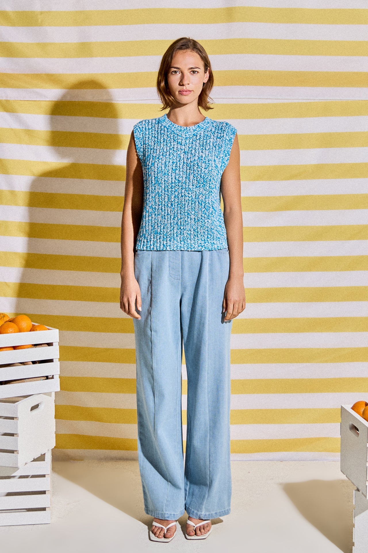 Sleeveless Ribbed Knit Sweater