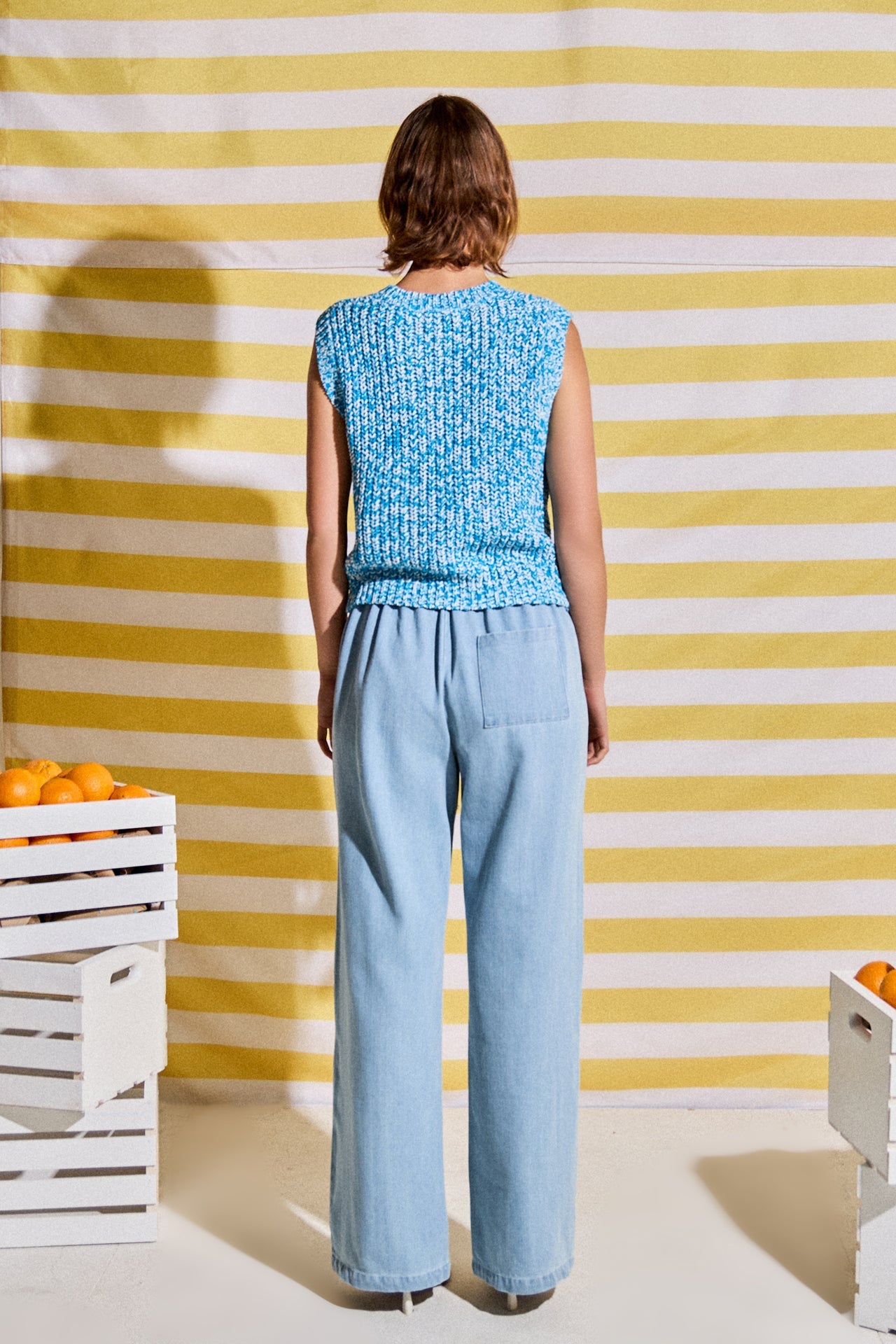 Sleeveless Ribbed Knit Sweater