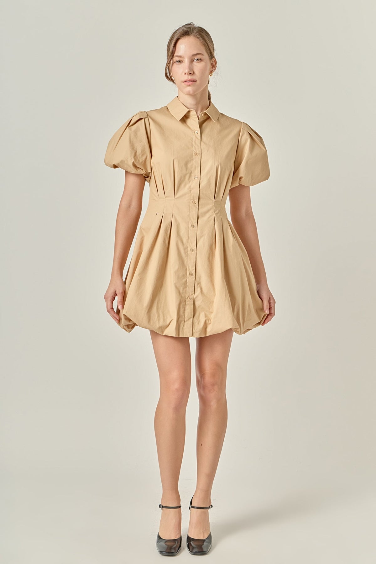 Button Down Bubble Mini Skirt