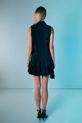 ENDLESS ROSE - Sleeveless Zip Up Pleated Mini Dress - DRESSES available at Objectrare