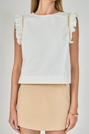 ENDLESS ROSE - Sleeveless Embroidered Shoulder Top - TOPS available at Objectrare