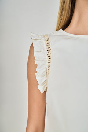 ENDLESS ROSE - Sleeveless Embroidered Shoulder Top - TOPS available at Objectrare