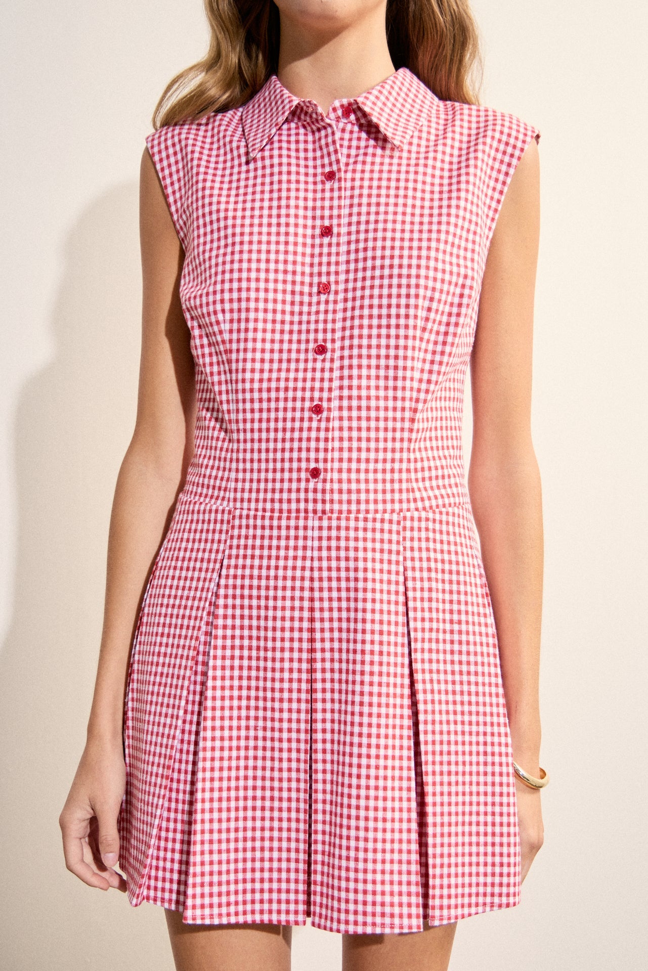 ENGLISH FACTORY - Gingham Pleated Shirt Mini Dress - DRESSES available at Objectrare