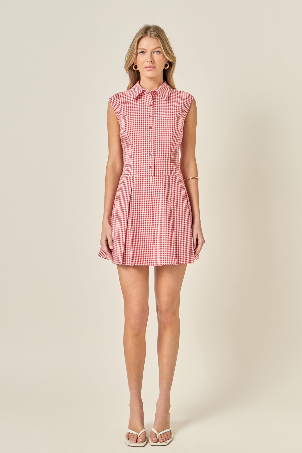 ENGLISH FACTORY - Gingham Pleated Shirt Mini Dress - DRESSES available at Objectrare
