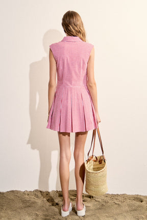 ENGLISH FACTORY - Gingham Pleated Shirt Mini Dress - DRESSES available at Objectrare