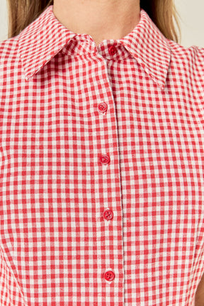 ENGLISH FACTORY - Gingham Pleated Shirt Mini Dress - DRESSES available at Objectrare