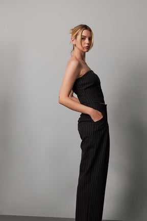 GREY LAB - Pinstriped Wide Leg Pants - PANTS available at Objectrare