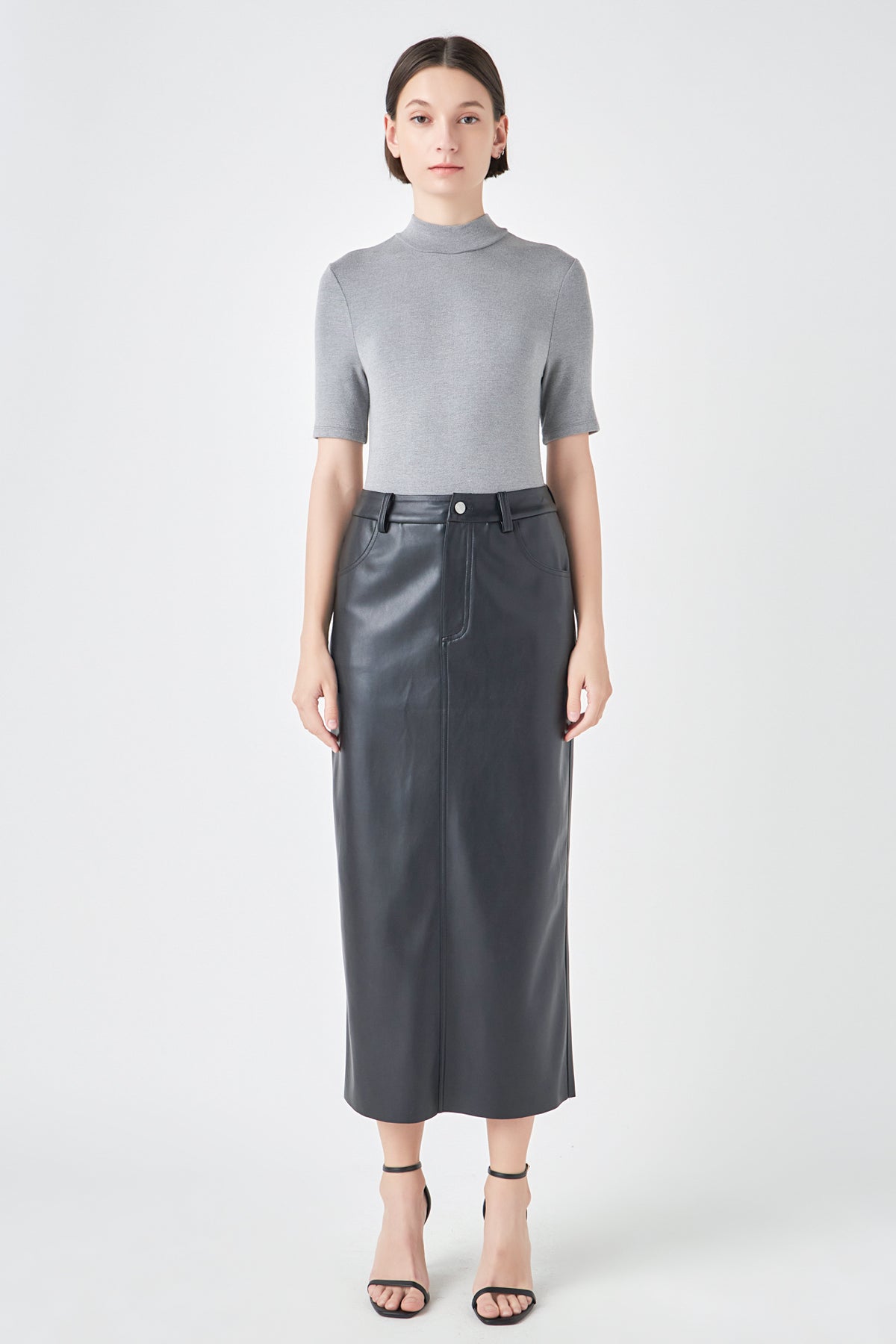 GREY LAB - Faux Leather Maxi Skirt - SKIRTS available at Objectrare