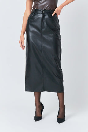 GREY LAB - Grey Lab - Faux Leather Maxi Skirt - SKIRTS available at Objectrare