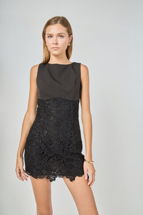 ENDLESS ROSE - Lace Combo Mini Dress - DRESSES available at Objectrare