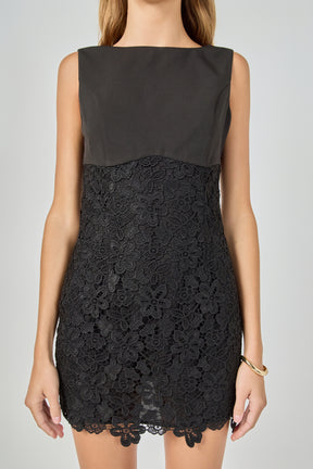 ENDLESS ROSE - Lace Combo Mini Dress - DRESSES available at Objectrare