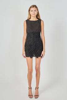 ENDLESS ROSE - Lace Combo Mini Dress - DRESSES available at Objectrare