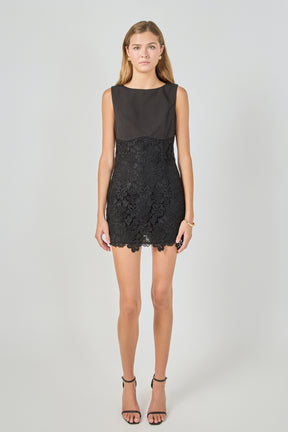 ENDLESS ROSE - Lace Combo Mini Dress - DRESSES available at Objectrare