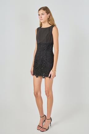 ENDLESS ROSE - Lace Combo Mini Dress - DRESSES available at Objectrare