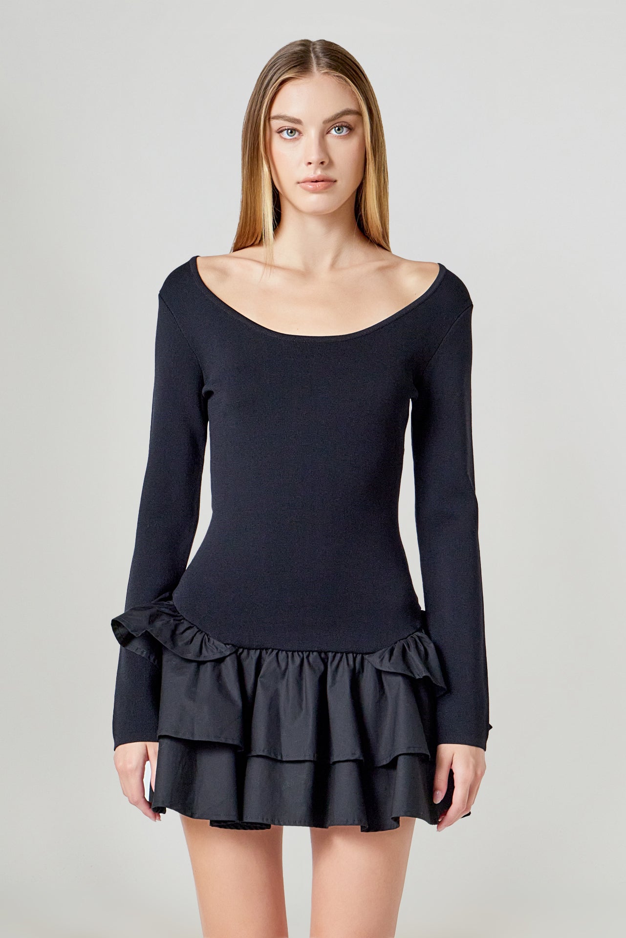 ENDLESS ROSE - Combo Mixed Tiered Mini Dress - DRESSES available at Objectrare