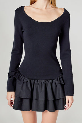 ENDLESS ROSE - Combo Mixed Tiered Mini Dress - DRESSES available at Objectrare