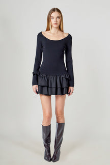 ENDLESS ROSE - Combo Mixed Tiered Mini Dress - DRESSES available at Objectrare