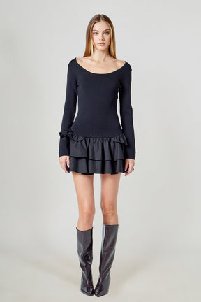 ENDLESS ROSE - Combo Mixed Tiered Mini Dress - DRESSES available at Objectrare