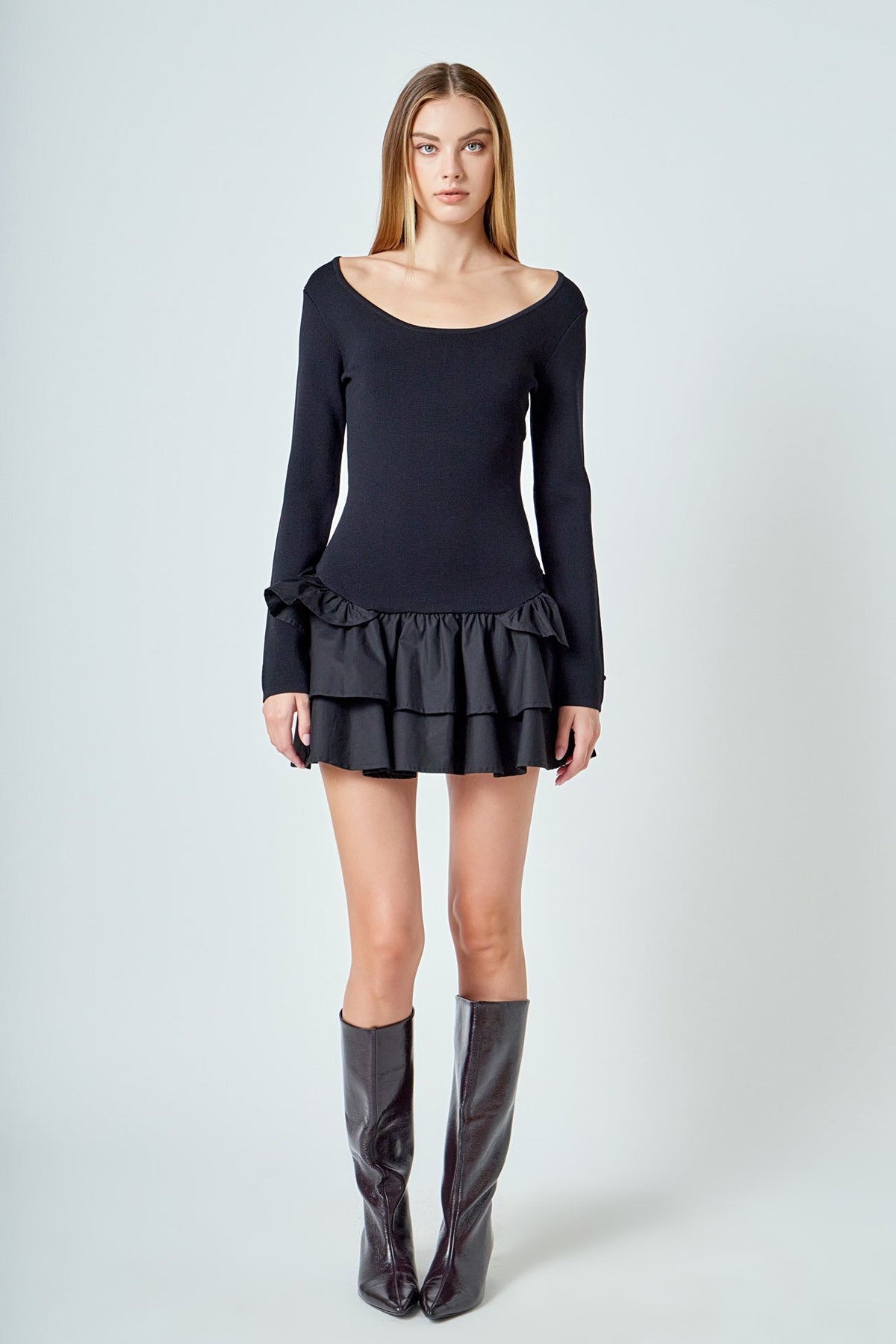 Combo Mixed Tiered Mini Dress