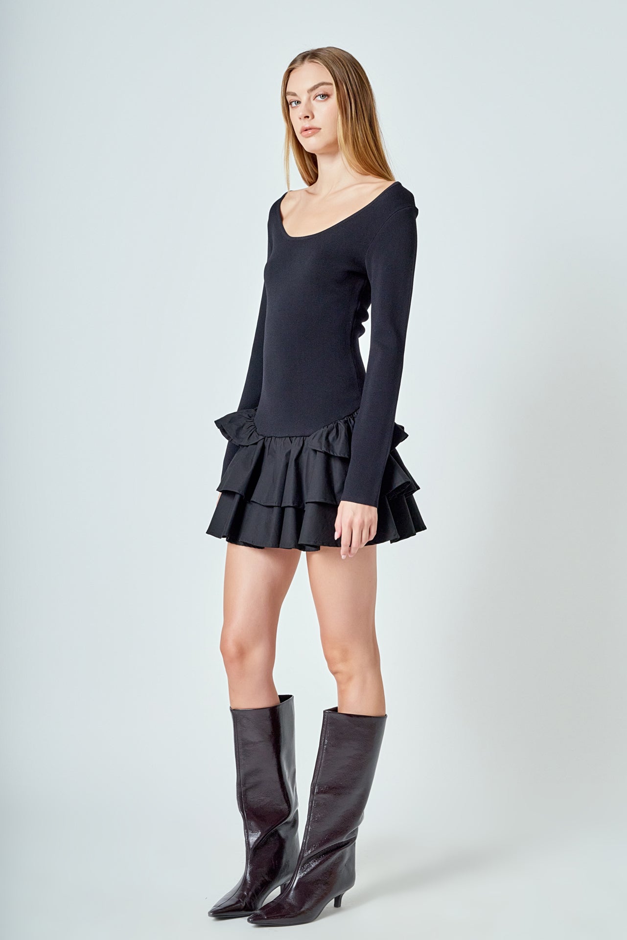 Combo Mixed Tiered Mini Dress