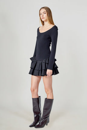 ENDLESS ROSE - Combo Mixed Tiered Mini Dress - DRESSES available at Objectrare