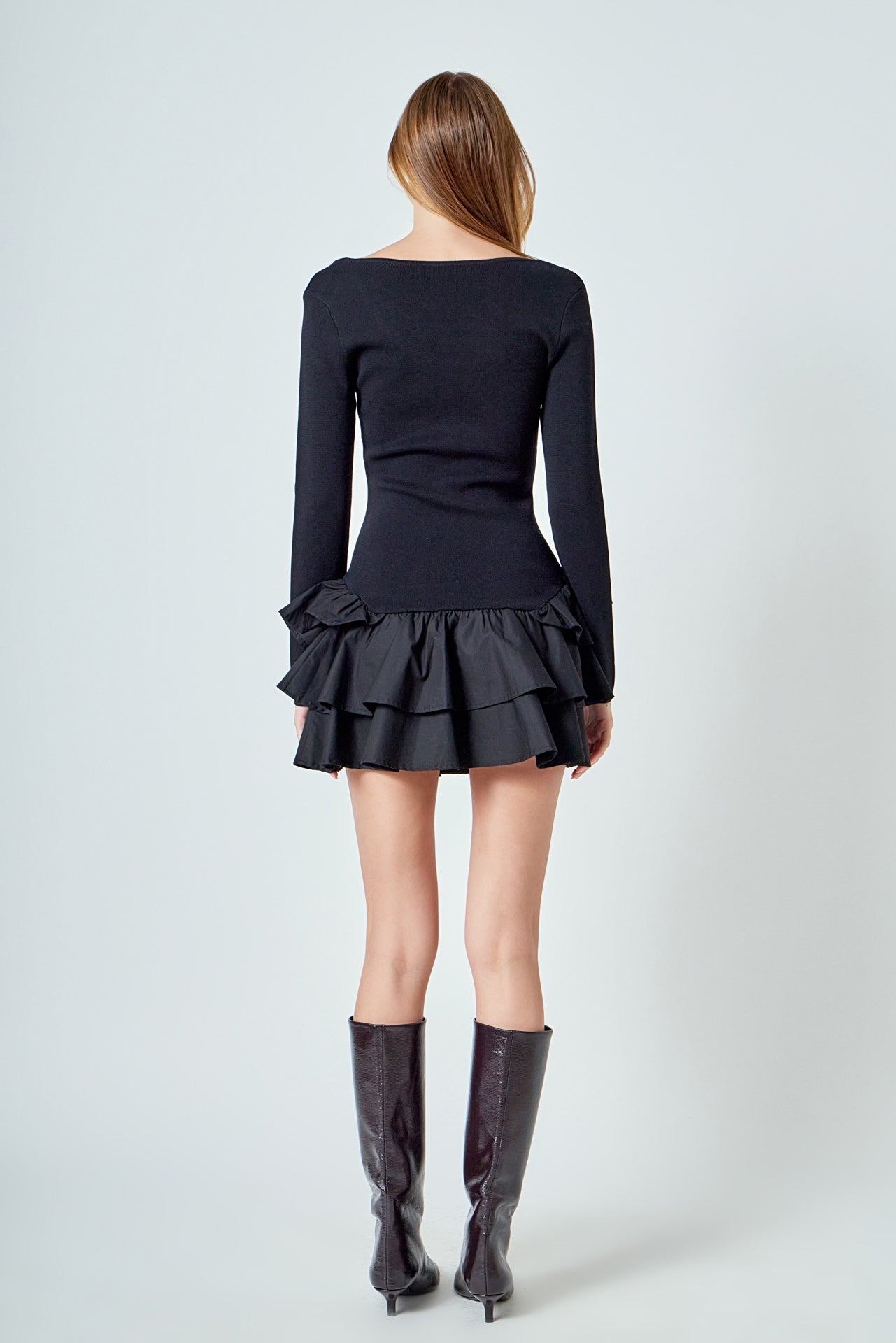 Combo Mixed Tiered Mini Dress