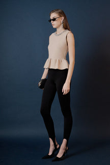 ENDLESS ROSE - Jewel Trim Neck Peplum Knit Top - SWEATERS & KNITS available at Objectrare