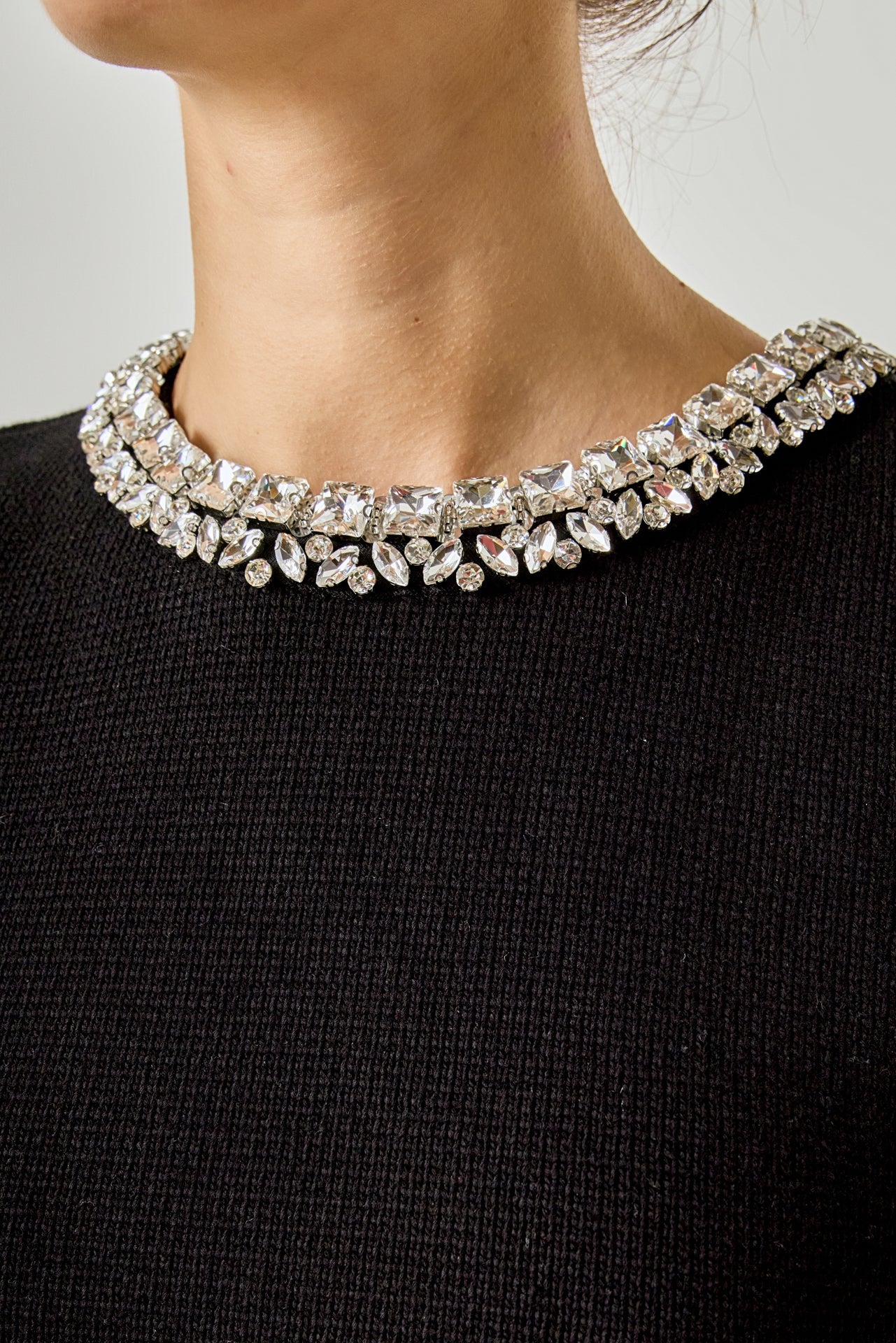 ENDLESS ROSE - Jewel Trim Neck Peplum Knit Top - SWEATERS & KNITS available at Objectrare