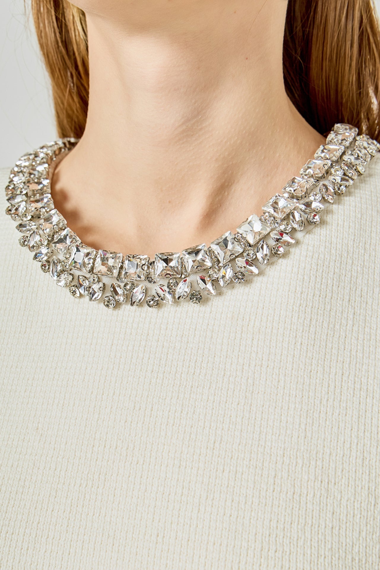 ENDLESS ROSE - Jewel Trim Neck Peplum Knit Top - SWEATERS & KNITS available at Objectrare