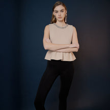 ENDLESS ROSE - Jewel Trim Neck Peplum Knit Top - SWEATERS & KNITS available at Objectrare