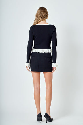 ENDLESS ROSE - Contrast Ruffle Knit Top - SWEATERS & KNITS available at Objectrare