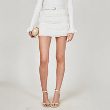 ENDLESS ROSE - Ruffled Low-Waisted Mini Knit Skirt - SKIRTS available at Objectrare