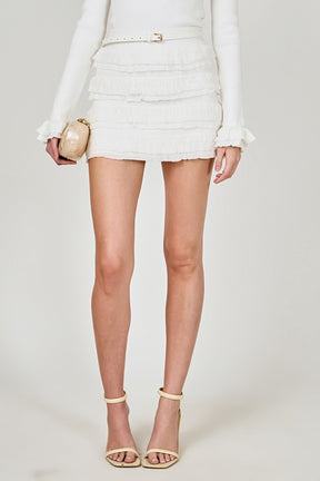 ENDLESS ROSE - Ruffled Low-Waisted Mini Knit Skirt - SKIRTS available at Objectrare