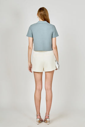 Jewel Buttoned Cropped Knit Top