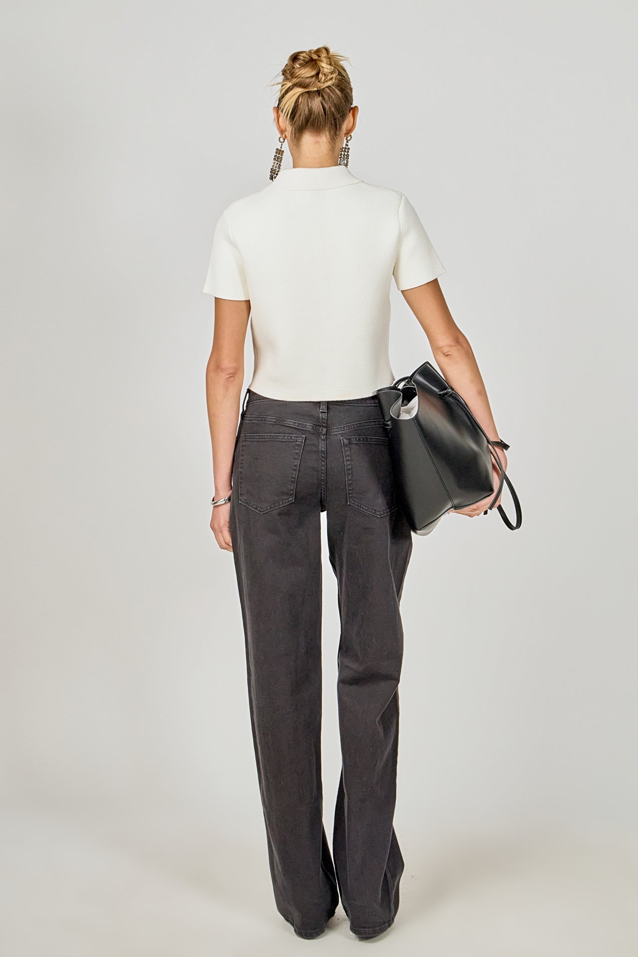 Jewel Buttoned Cropped Knit Top