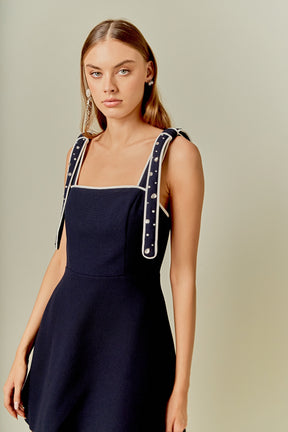 Bead Embellished Strap Mini Dress