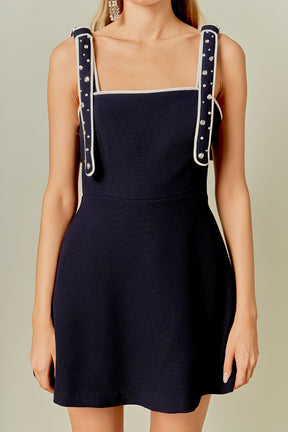 Bead Embellished Strap Mini Dress