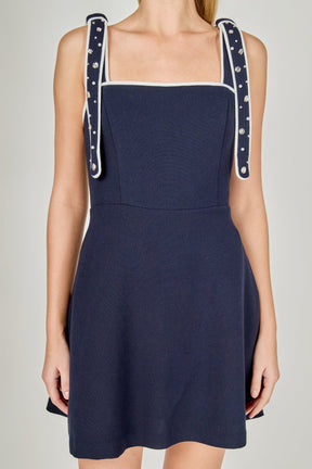 Bead Embellished Strap Mini Dress