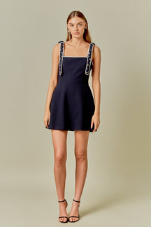 Bead Embellished Strap Mini Dress