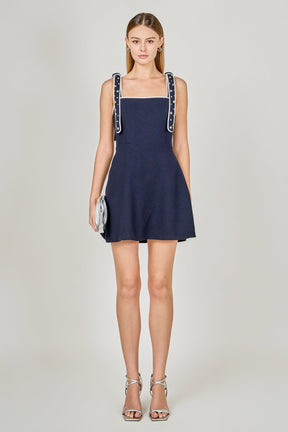Bead Embellished Strap Mini Dress