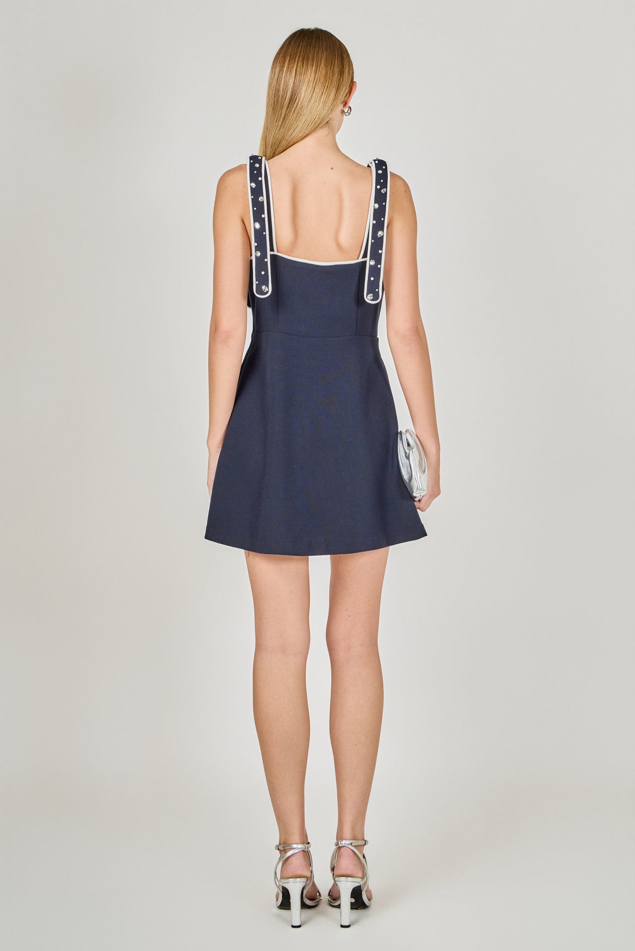 Bead Embellished Strap Mini Dress