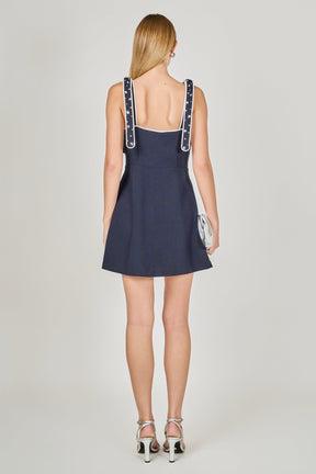 Bead Embellished Strap Mini Dress