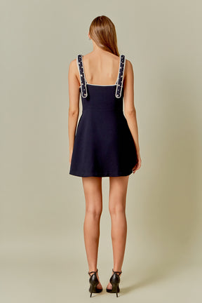 Bead Embellished Strap Mini Dress