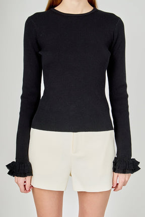 ENDLESS ROSE - Ruffled Cuff Knit Top - SWEATERS & KNITS available at Objectrare
